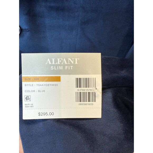 Alfani Blazer Men's Size 36R Blue Velvet Two Button Formal Tailored NWT Party - Picture 3 of 5